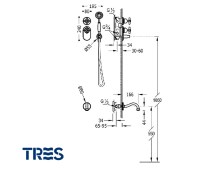 MEDIDAS KIT BAÑO-DUCHA TERMOSTATICA CLASIC TRES